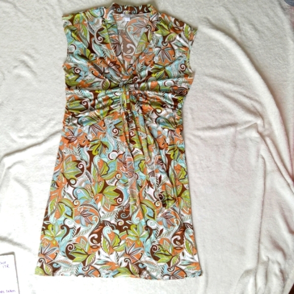 Dress Barn Dresses & Skirts - Dress Barn Slimming Design Sleeveless Floral Ruched Waist Dress Sz 16W